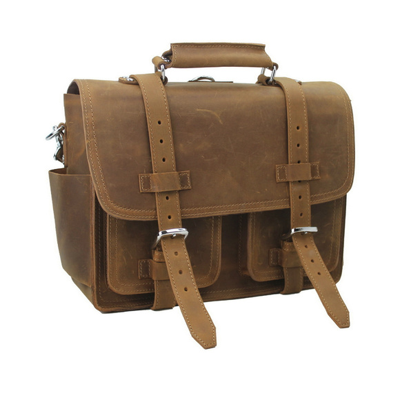 16" Leather Briefcase Backpack Gym/Travel L34BRN